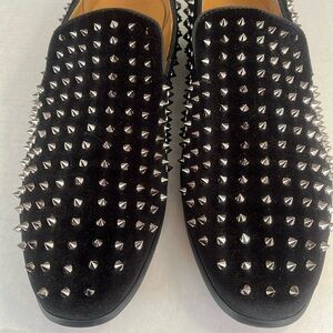 Moretti Black Label Spiked Velvet Loafers Size 11